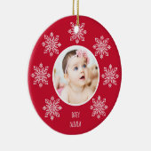 ベビーの初めてのクリスマススノーフレークフレーム2写真 セラミックオーナメント (右)