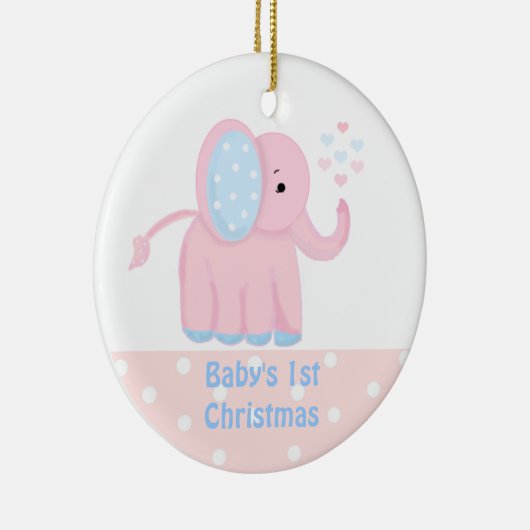 ベビーの初めてのクリスマスズスイートピンクゾウ セラミックオーナメント (右)