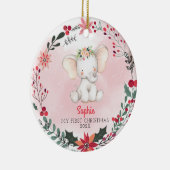 ベビーの初めてのクリスマスゾウの女の子(名前) セラミックオーナメント (右)