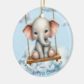 ベビーの初めてのクリスマスゾウ・オン・スイング セラミックオーナメント (左)