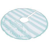 ベビーの初めてのクリスマスタイポグラフィボーイブルー フェイクリネンツリースカート (アングル)