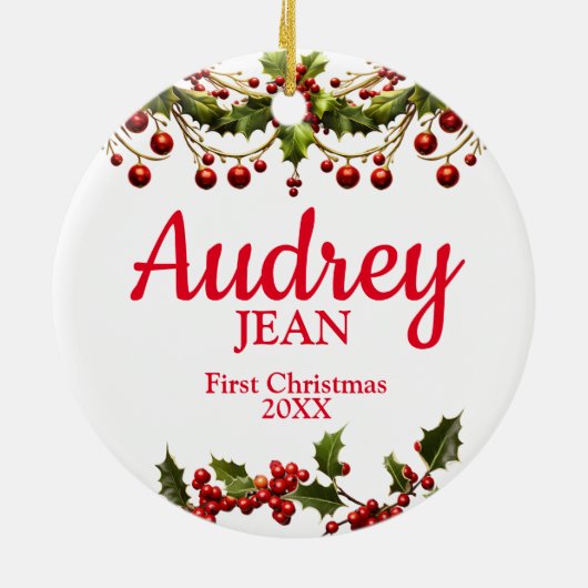 ベビーの初めてのクリスマスツリーオーナメント セラミックオーナメント (裏面)