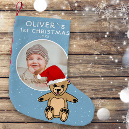 ベビーの初めてのクリスマステディベアSanta Hat写真 スモールクリスマスストッキング