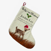 ベビーの初めてのクリスマスディアファウン ラージクリスマスストッキング (正面 (吊り時))