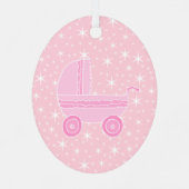 ベビーの初めてのクリスマスデザイン(ピンクと白) メタルオーナメント (裏面)