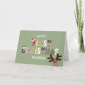 ベビーの初めてのクリスマストナカイのグリーティングカード カード (正面)