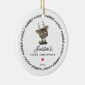 ベビーの初めてのクリスマストナカイ2サイド写真 セラミックオーナメント (右)