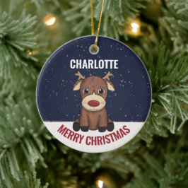 ベビーの初めてのクリスマストナカイ&写真 セラミックオーナメント