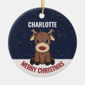ベビーの初めてのクリスマストナカイ&写真 セラミックオーナメント (正面)
