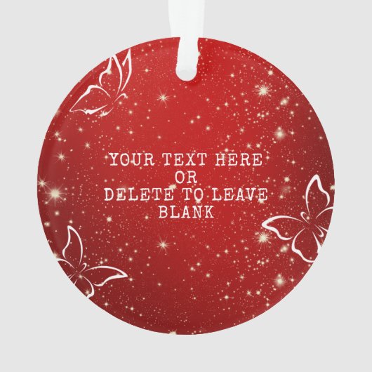 ベビーの初めてのクリスマスバタフライフォトレッド オーナメント (裏面)