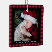 ベビーの初めてのクリスマスバッファロープレイド2写真 セラミックオーナメント (右)