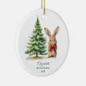 ベビーの初めてのクリスマスバニーパーソナライズされた写真 セラミックオーナメント (右)