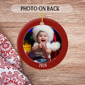 ベビーの初めてのクリスマスパーソナライズされた写真と日付 セラミックオーナメント