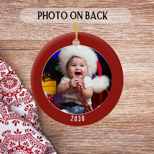 ベビーの初めてのクリスマスパーソナライズされた写真と日付 セラミックオーナメント