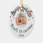 ベビーの初めてのクリスマスパーソナライズされた写真 セラミックオーナメント (右)