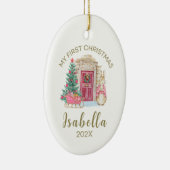 ベビーの初めてのクリスマスパーソナライズされた水彩 セラミックオーナメント (右)
