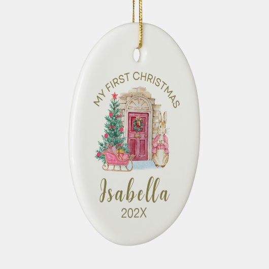 ベビーの初めてのクリスマスパーソナライズされた水彩 セラミックオーナメント (右)
