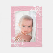 ベビーの初めてのクリスマスピンクの写真（雪片つき） フリースブランケット (正面)