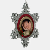 ベビーの初めてのクリスマスフォトオーナメント スノーフレークピューターオーナメント (左)