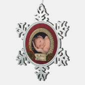 ベビーの初めてのクリスマスフォトオーナメント スノーフレークピューターオーナメント (右)