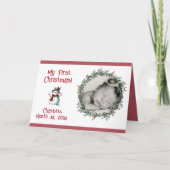 ベビーの初めてのクリスマスフォトカード（名前あり） 招待状 (正面)