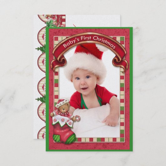 ベビーの初めてのクリスマスフォトカード – SRF 招待状 (正面/裏面)