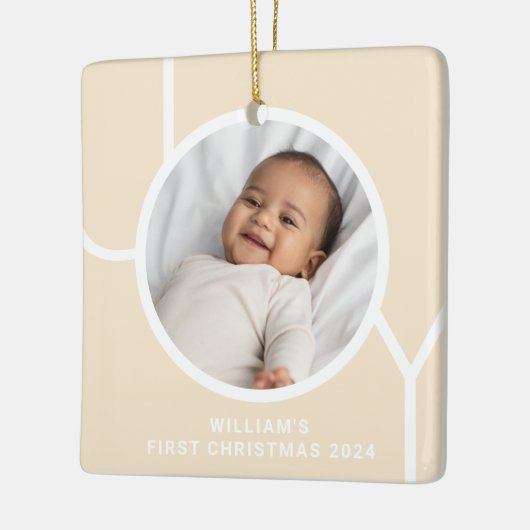 ベビーの初めてのクリスマスフォトクリーム セラミックオーナメント (左)