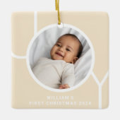 ベビーの初めてのクリスマスフォトクリーム セラミックオーナメント (正面)