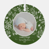 ベビーの初めてのクリスマスフォトグリーン ガラスオーナメント (裏面)
