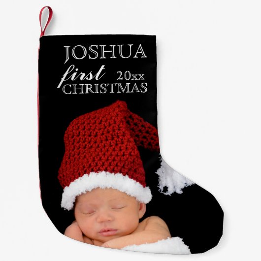 ベビーの初めてのクリスマスフォトストッキング スモールクリスマスストッキング (正面)