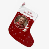 ベビーの初めてのクリスマスフォトストッキング ラージクリスマスストッキング (正面 (吊り時))