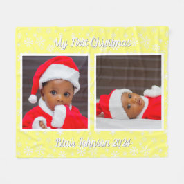 ベビーの初めてのクリスマスフォトスノーフレークフリースブラ フリースブランケット