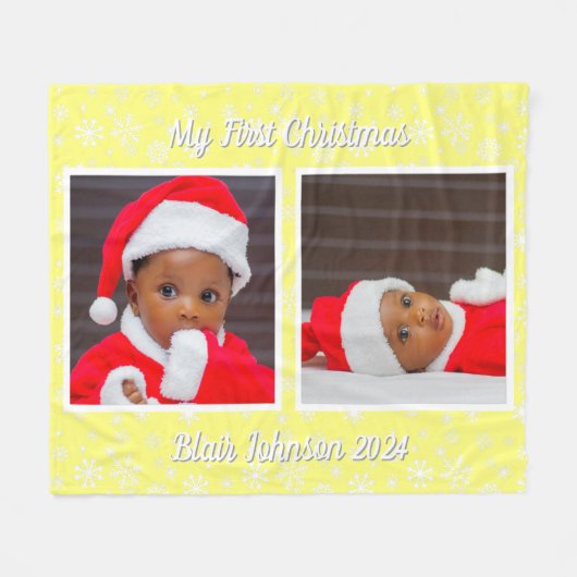 ベビーの初めてのクリスマスフォトスノーフレークフリースブラ フリースブランケット (正面(横))
