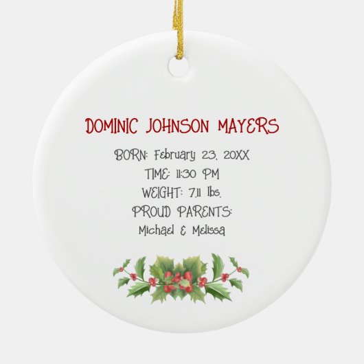 ベビーの初めてのクリスマスフォトセラミックオーナメント セラミックオーナメント (裏面)