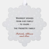 ベビーの初めてのクリスマスフォトパーソナライズされたホリデー オーナメントカード (裏面)