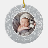 ベビーの初めてのクリスマスフォトピューター セラミックオーナメント (正面)