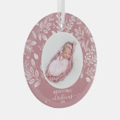 ベビーの初めてのクリスマスフォトピンク ガラスオーナメント (正面右)