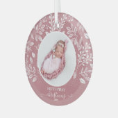 ベビーの初めてのクリスマスフォトピンク ガラスオーナメント (正面左)