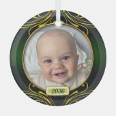 ベビーの初めてのクリスマスフォトフレームガラスオーナメント ガラスオーナメント (正面)