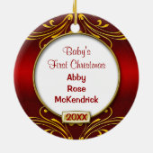 ベビーの初めてのクリスマスフォトフレーム セラミックオーナメント (裏面)