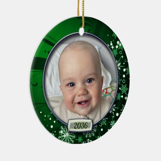 ベビーの初めてのクリスマスフォトフレーム セラミックオーナメント (右)