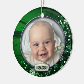 ベビーの初めてのクリスマスフォトフレーム セラミックオーナメント (左)
