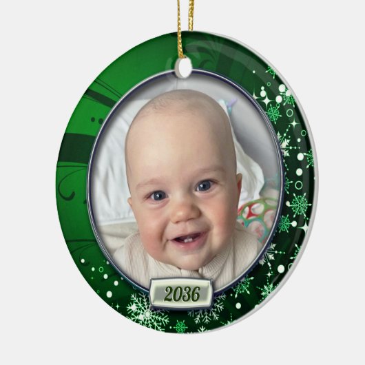 ベビーの初めてのクリスマスフォトフレーム セラミックオーナメント (左)