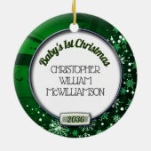 ベビーの初めてのクリスマスフォトフレーム セラミックオーナメント (裏面)