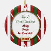 ベビーの初めてのクリスマスフォトフレーム セラミックオーナメント (裏面)