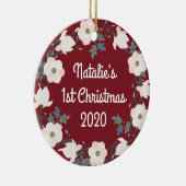 ベビーの初めてのクリスマスフォトフローラリース セラミックオーナメント (右)
