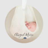 ベビーの初めてのクリスマスフォトブルー&金ゴールド オーナメント (正面)