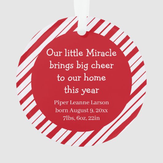 ベビーの初めてのクリスマスフォトペパーミントニューペアレント オーナメント (裏面)