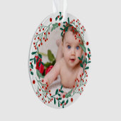 ベビーの初めてのクリスマスフォトホリデーさくらんぼ オーナメント (正面)