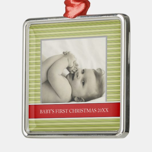 ベビーの初めてのクリスマスフォトホリデーオーナメント メタルオーナメント (左)